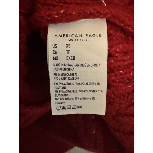 American Eagle Womens XS Retro Red Cropped Button Up Cable Knit Cardigan Sweater - Picture 6 of 7